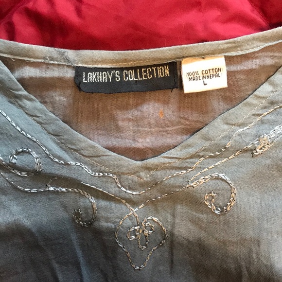 Gray ombré cotton gauze tunic - Picture 2 of 6